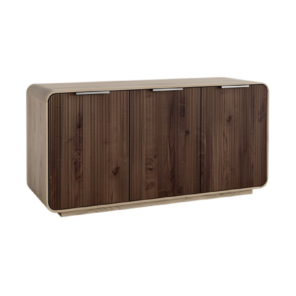 **Technische Titel in het Nederlands:** Modern Houten Dressoir met Lamelstructuur en Minimalistisch Ontwerp